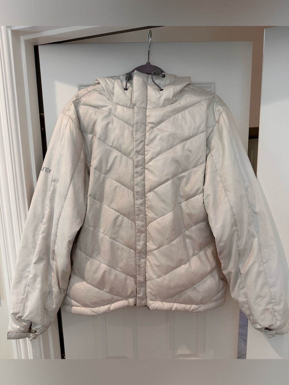 Burton Women's White Puffer Ski Snowboard Jacket with Hood